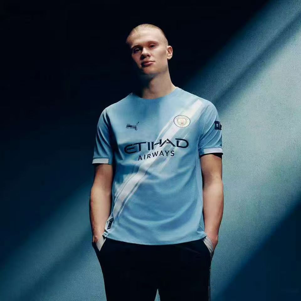 Blue Manchester football jersey